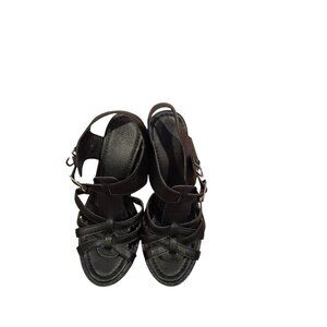 MDE Chunky Black Platform Strappy Heel Sandals'